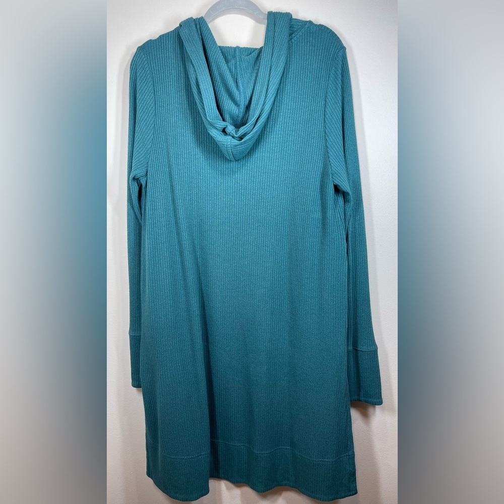 ATHLETA Women’s Pranayama Long Ribbed Hooded Cardigan Teal Size Medium - Picture 9 of 11